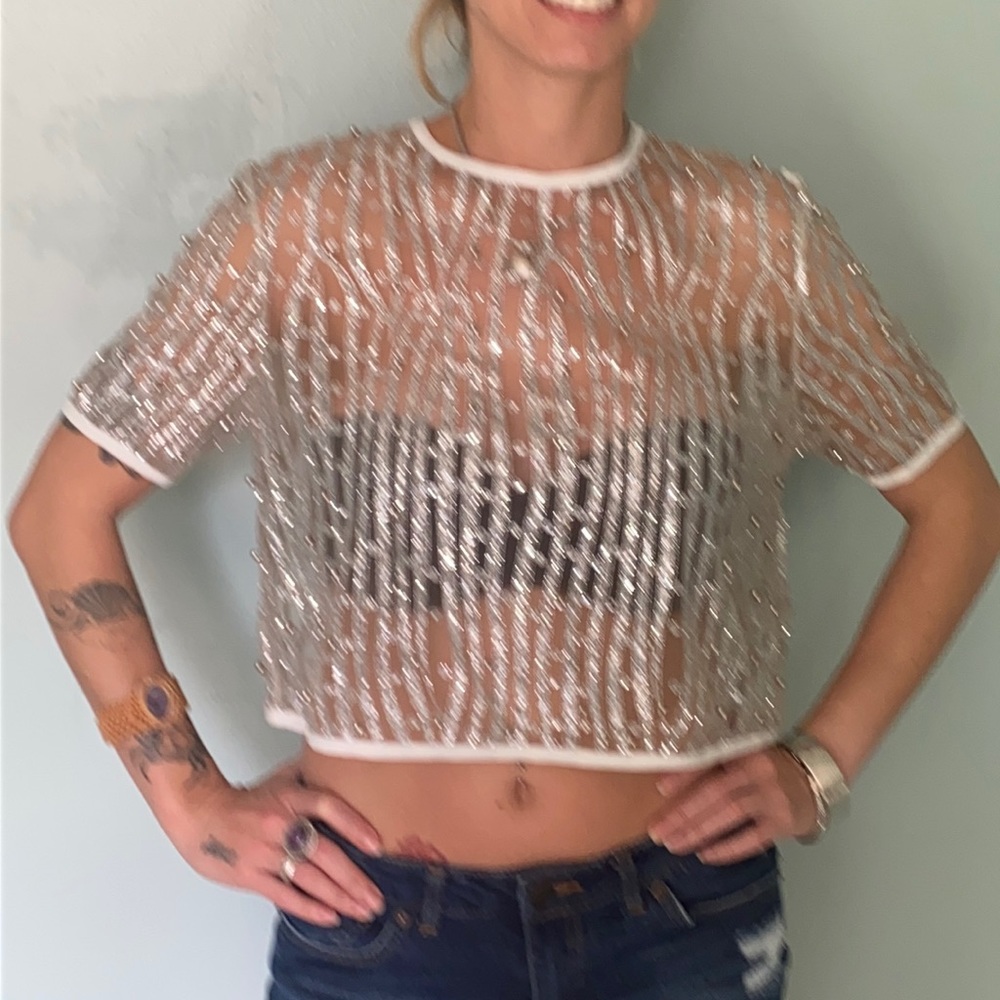 Beaded see through top